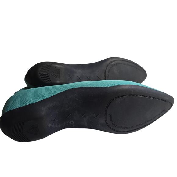 John Fluevog Shoes 8.5 Teal Blue Pointed Toe Dress Flats Designer - Picture 7 of 10